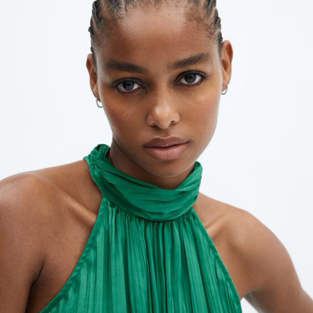 MANGO NWT Halter-neck pleated top - Picture 4 of 15